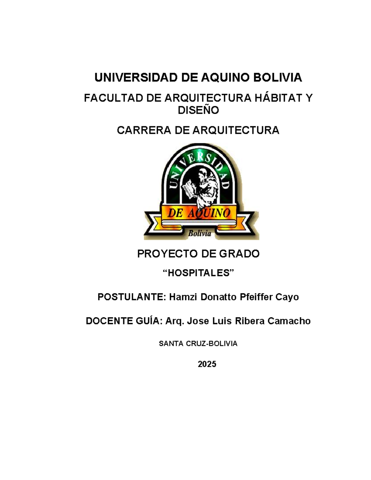 Proyecto de Grado: Hospital de 2do Nivel en Santa Cruz de la Sierra - Document Preview