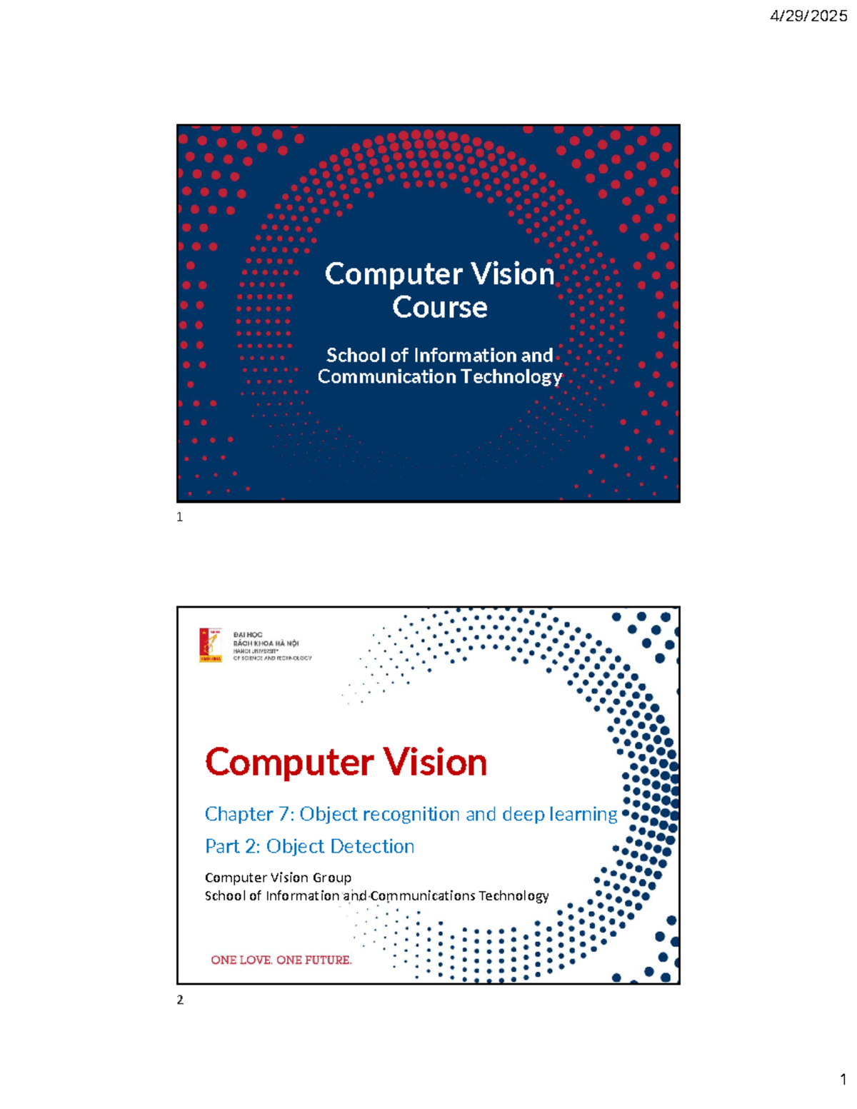 Computer Vision (ICT) Ch7: Object Detection & Deep Learning - Studocu