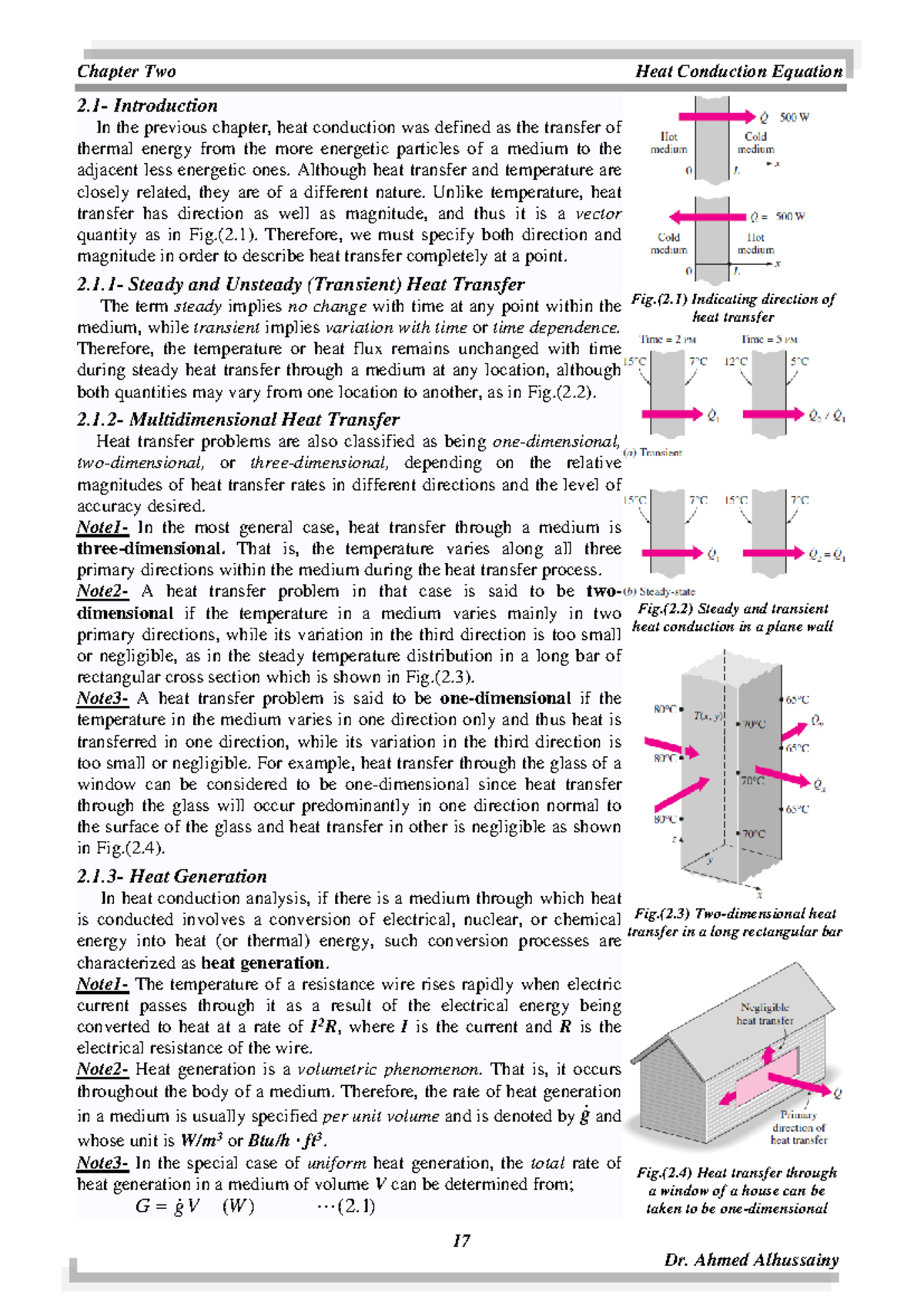 Chapter 2- Heat Conduction Equation - 17 2 .1 In the previous chapter ...