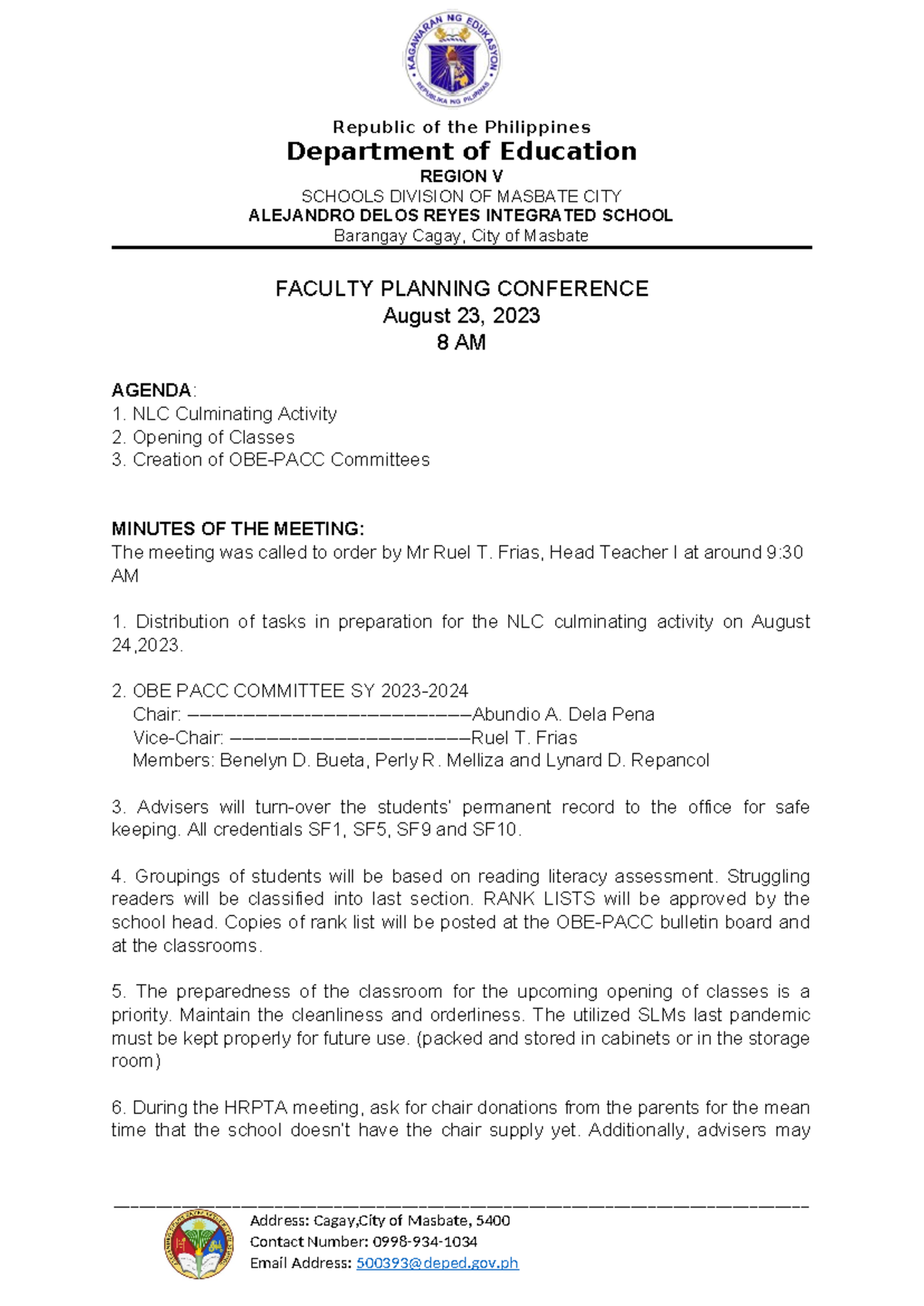 2ND Faculty Planning Conference - Republic of the Philippines ...