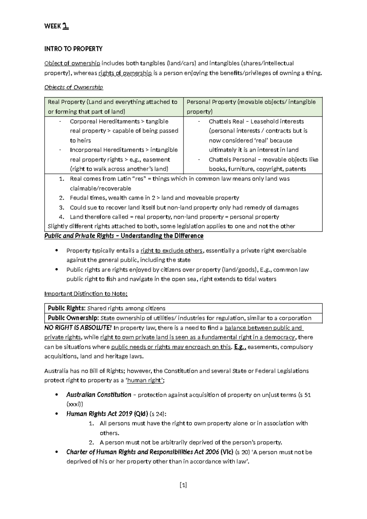 Lecture Notes LA2021: Introduction to Property Law Concepts - Studocu