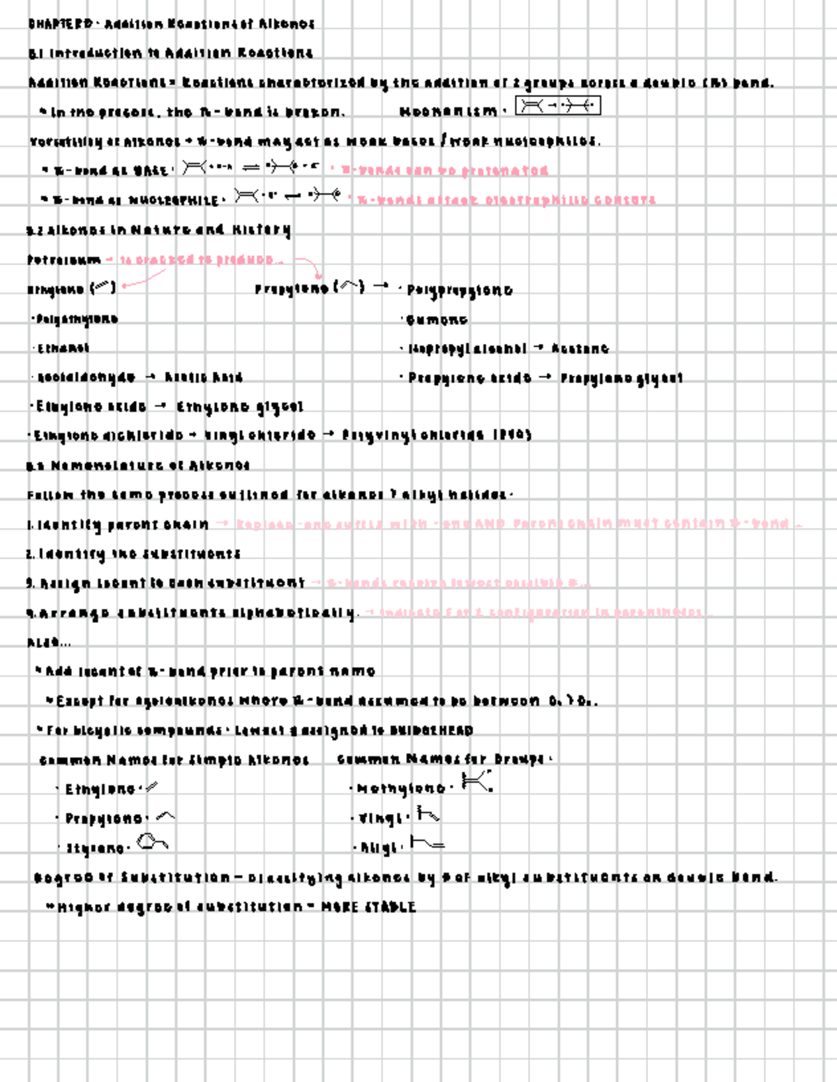 Chemistry 2 - Chapter 8: Addition Reactions of Alkenes Notes - Studocu