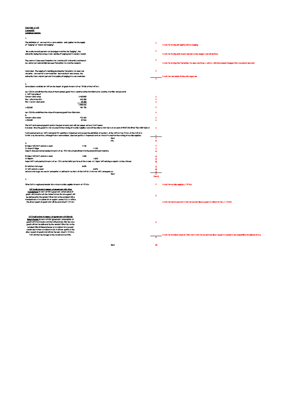 Class Test 1: VAT Solutions - 2 June 2025 - Studocu