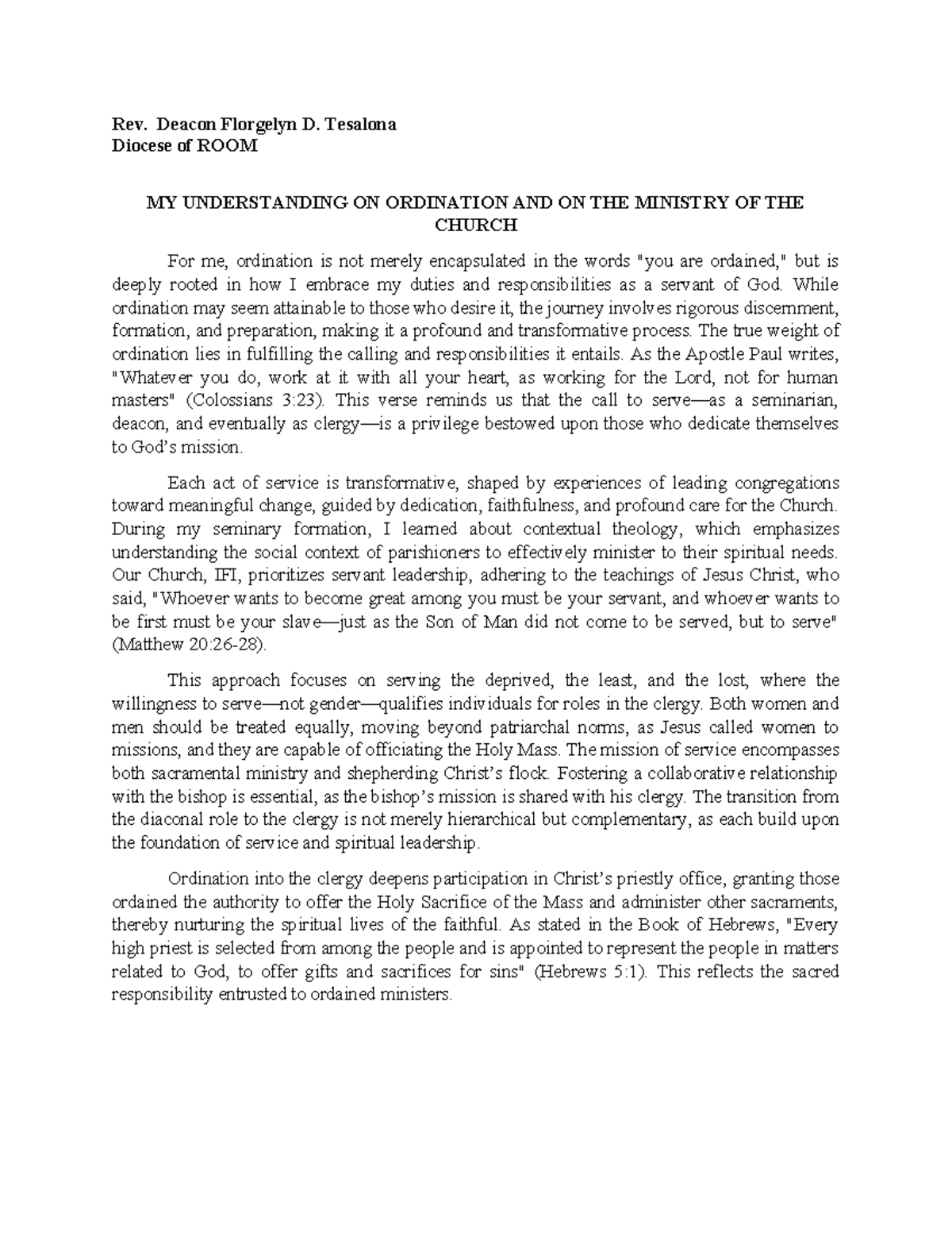 Theological%20 Essay e Dited%20WITH%20 Verse - Rev. Deacon Florgelyn D ...