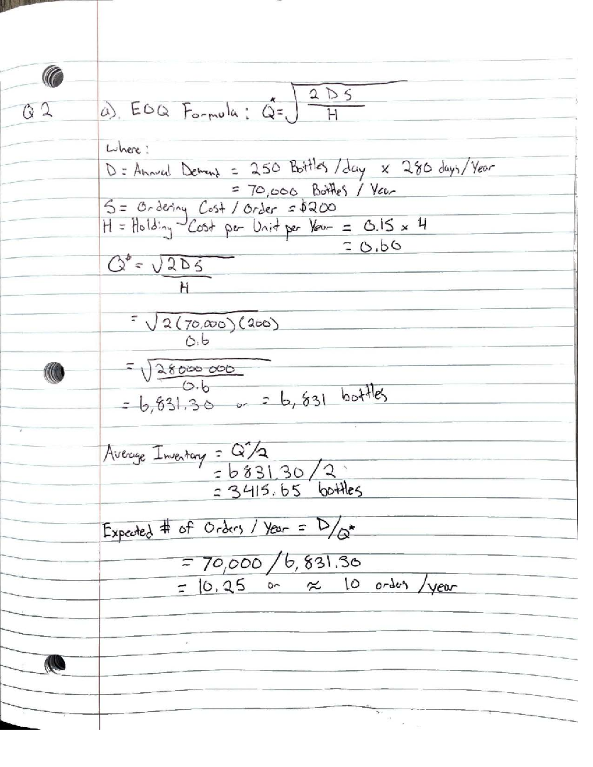 Fare 3310 Assignment 2: EOQ Formula and Cost Analysis - Studocu