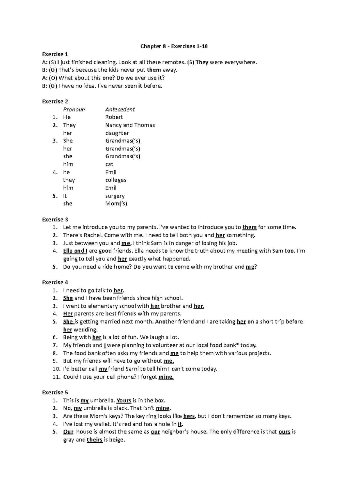 Understanding and Using English Grammar - Chapter 8 Exercises 1-10 ...