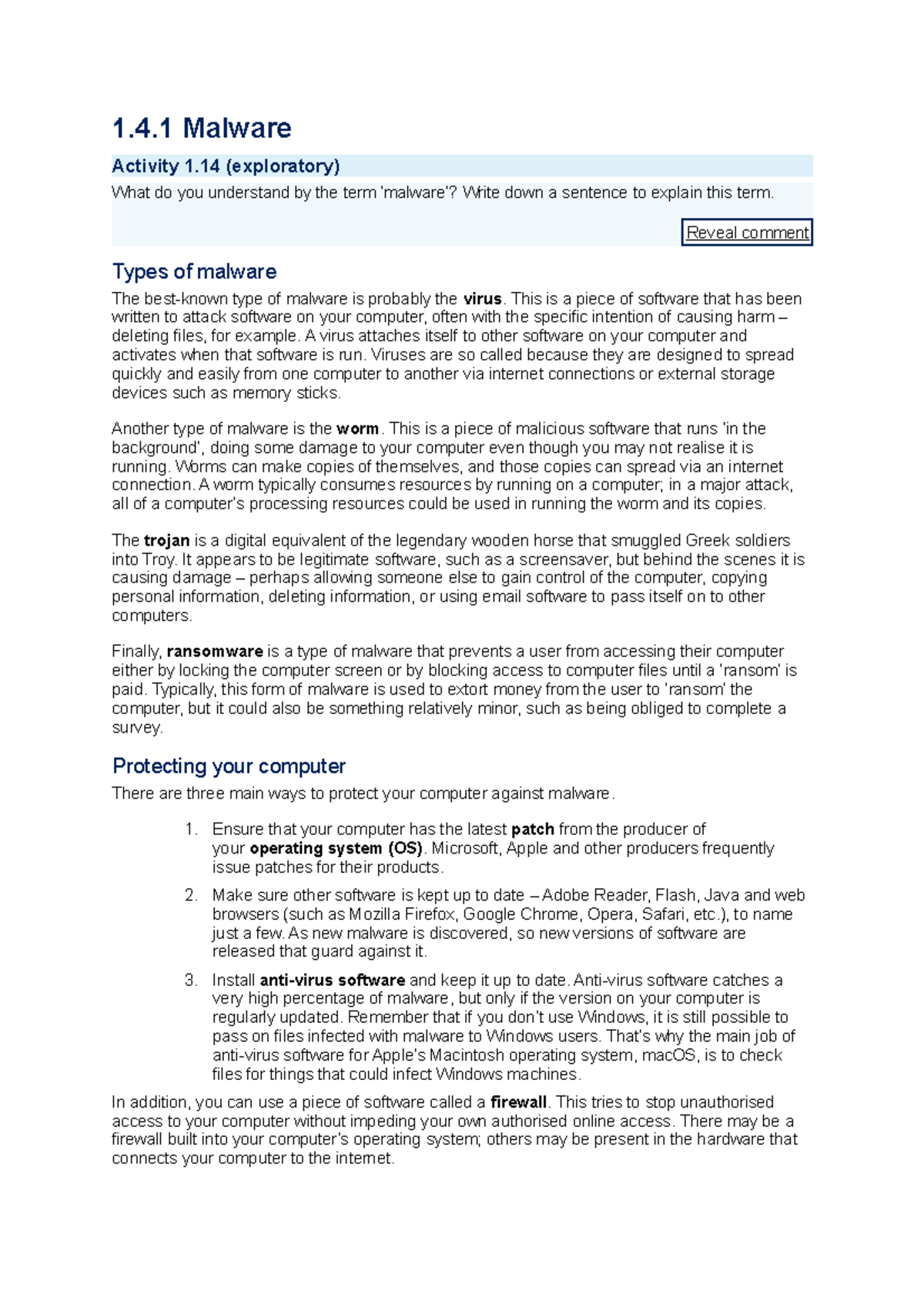1.4.1 Malware - Some explanatory practice materials on various forms ...