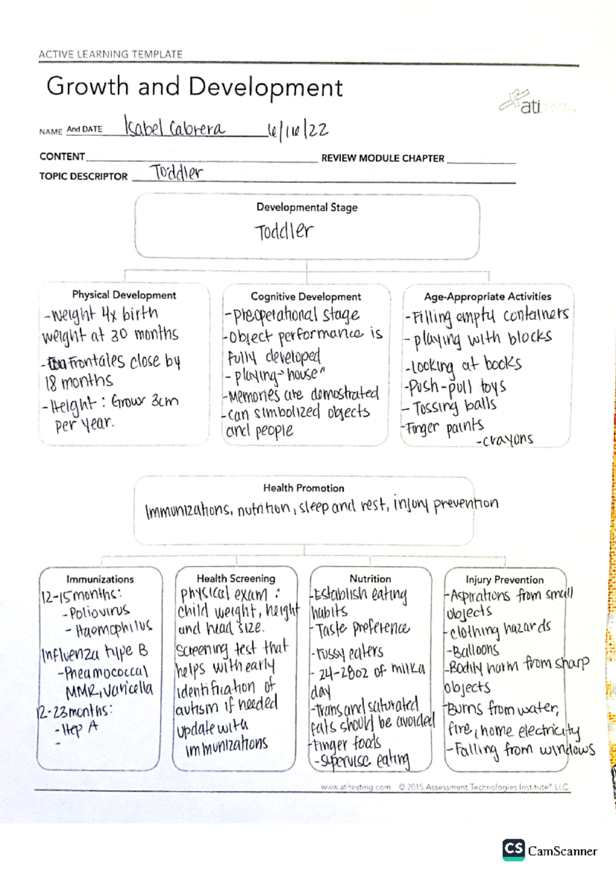 Growth and Development Active Learning Template: Toddler to School Age ...