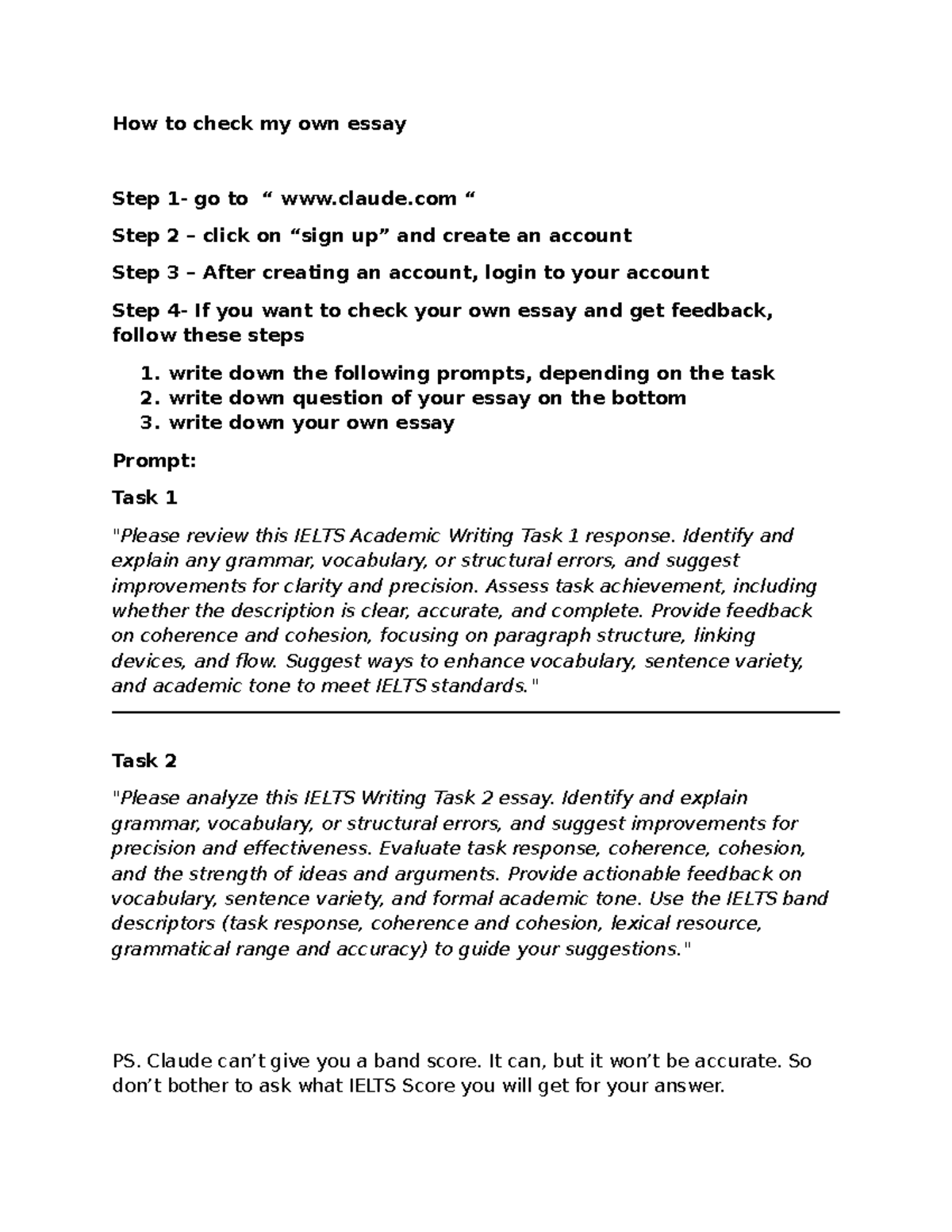 How to Check Your Own Essay: A Guide for IELTS Writing - Studocu