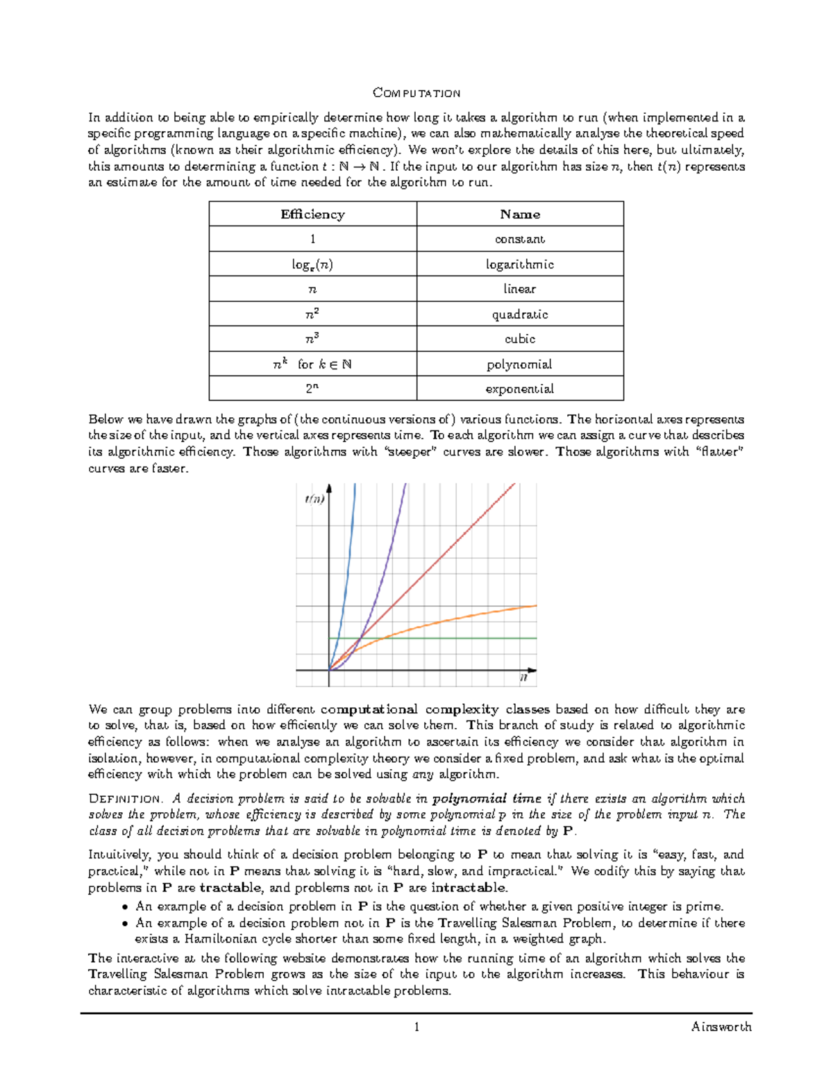 Algorithmic Efficiency and Complexity Analysis in Computation - Studocu