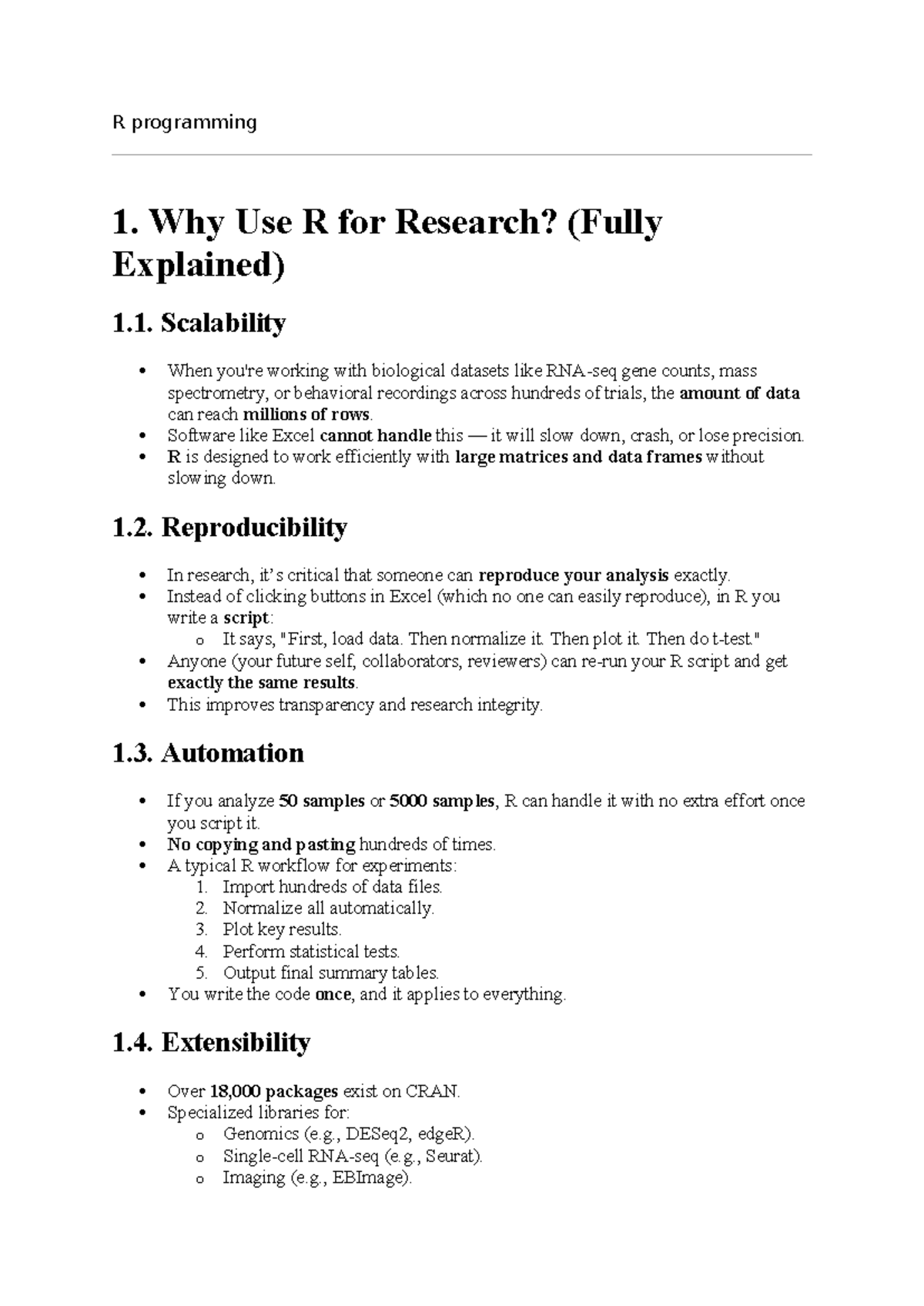 R Programming 101: Comprehensive Notes on Research Applications - Studocu