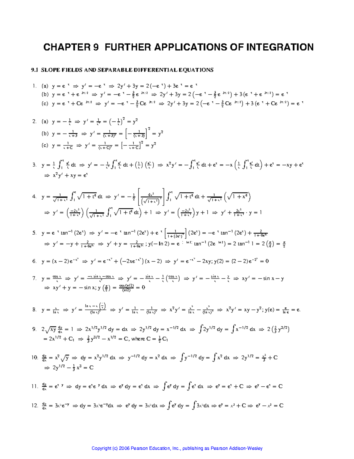 Chaper 9-question - CHAPTER 9 FURTHER APPLICATIONS OF INTEGRATION 9 ...