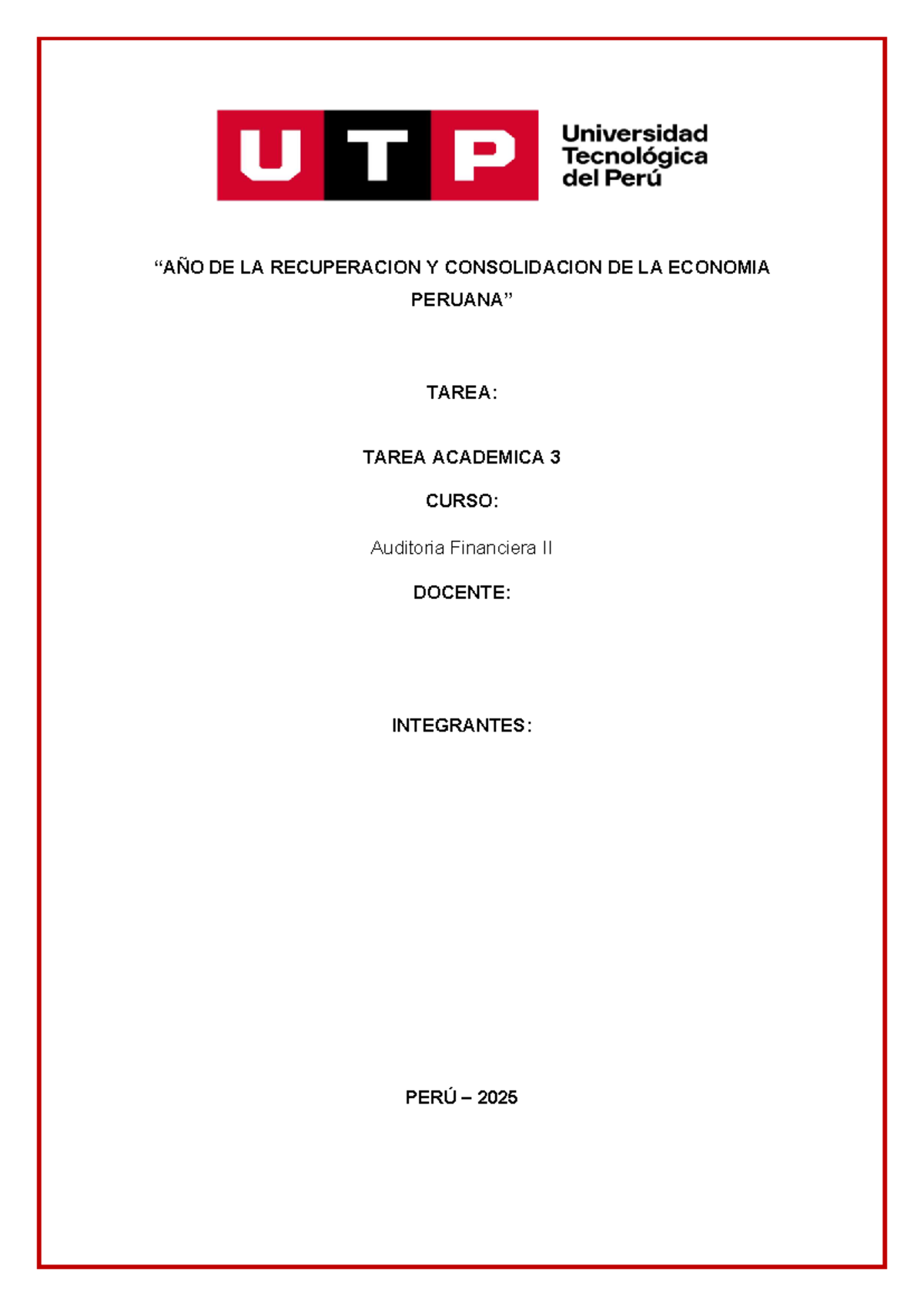TAREA ACADEMICA 3: AUDITORÍA FINANCIERA II - BACKUS 2025 - Document Preview
