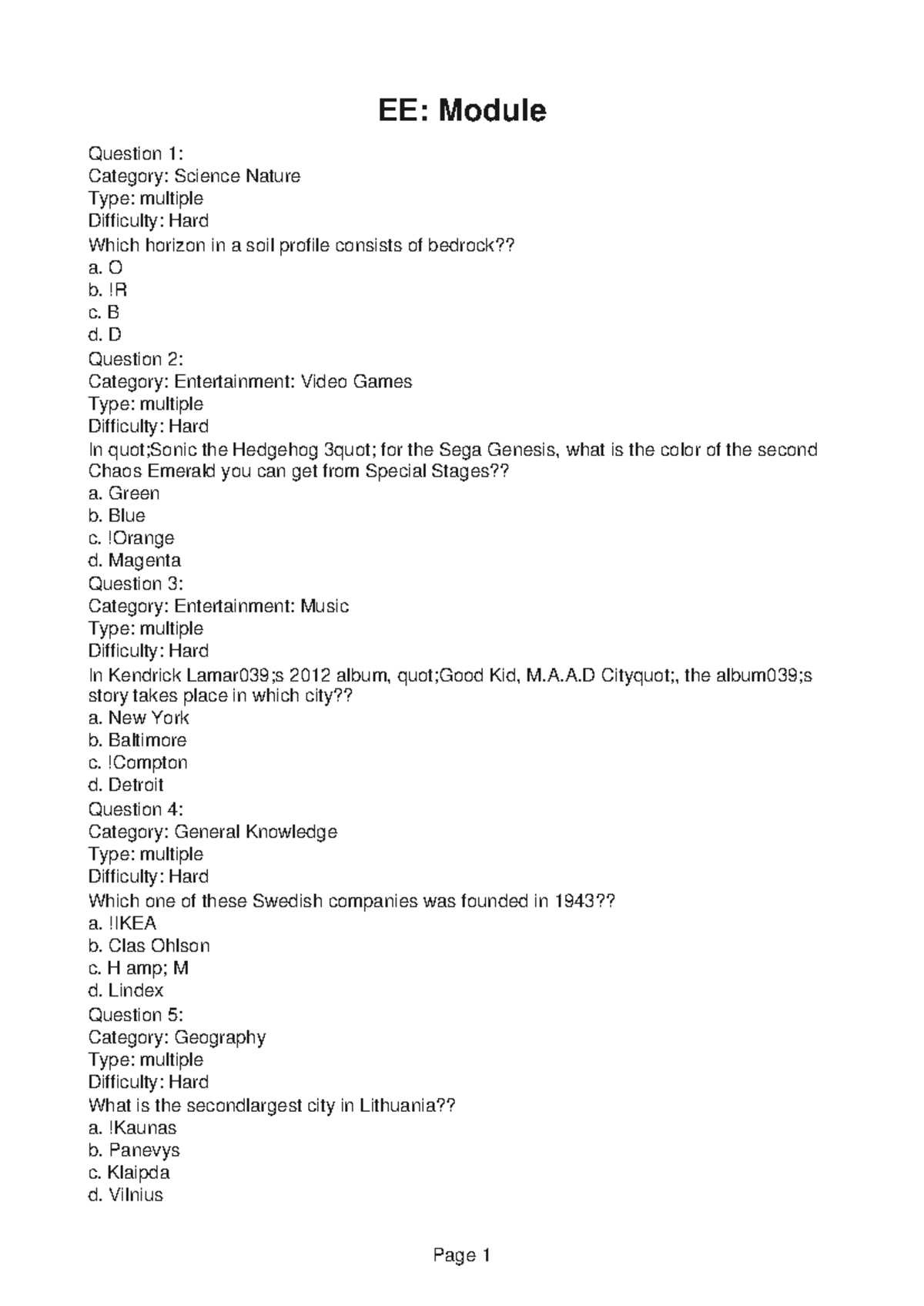 EE112 Lecture 7 - EE: Module Question 1: Category: Science Nature Type ...