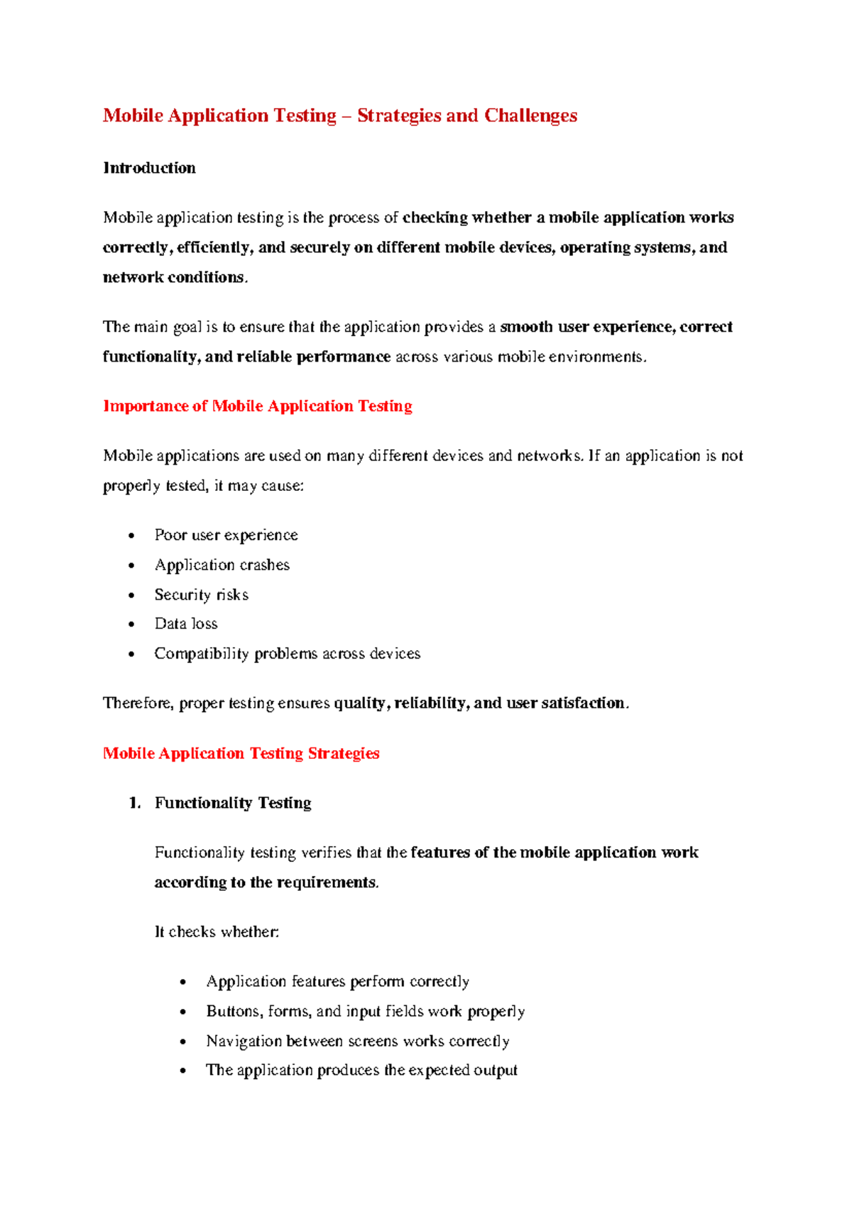 Mobile Application Testing (CS101) – Strategies & Challenges - Studocu