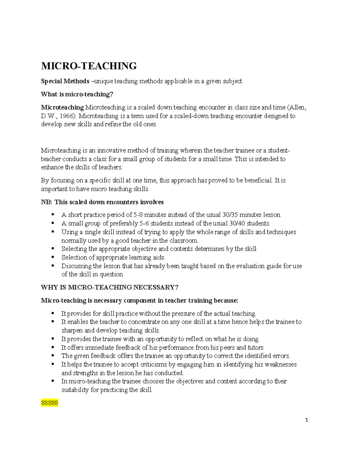 Micro- Teaching updated 7-2-24 - MICRO-TEACHING Special Methods –unique ...