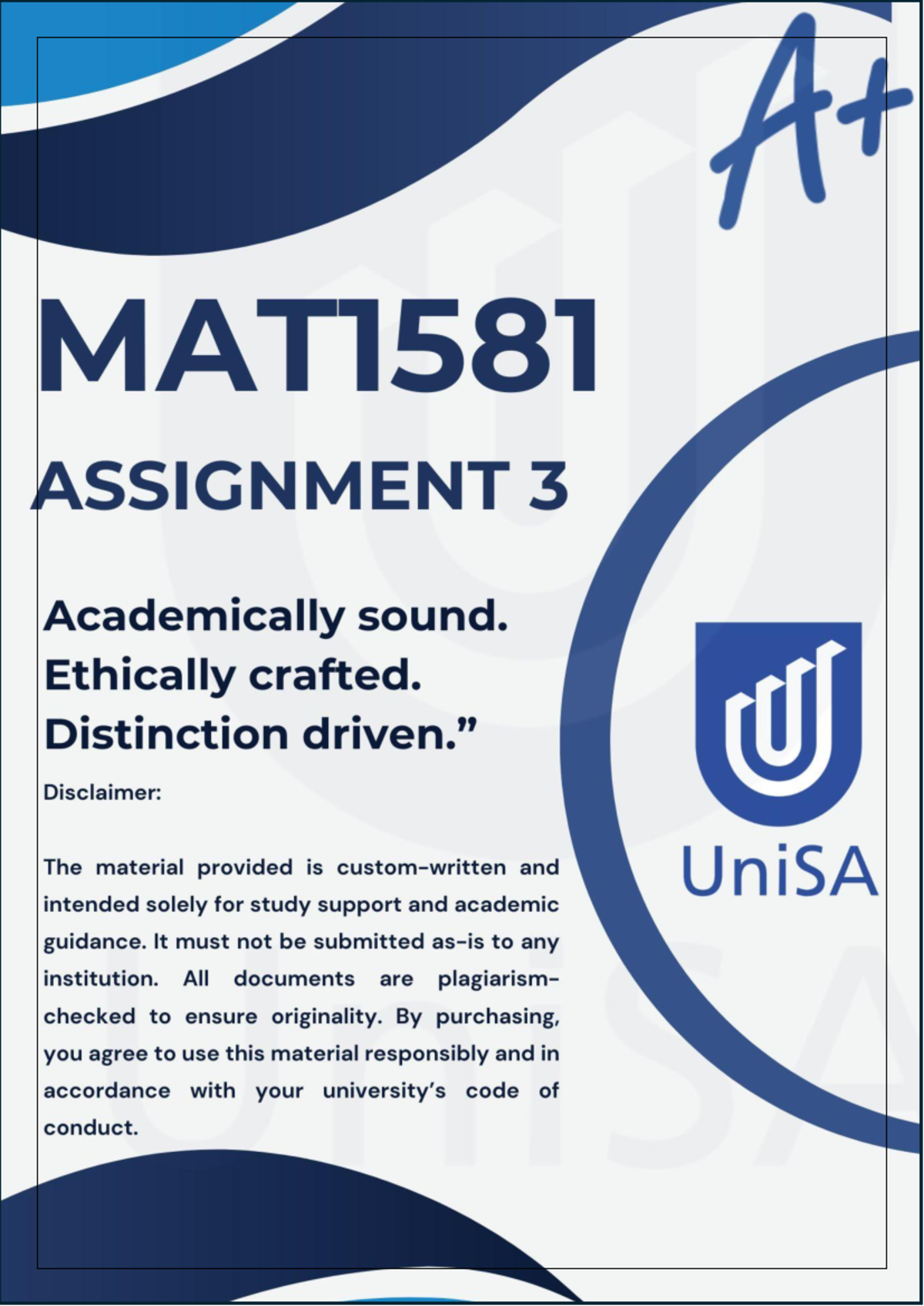 MAT1581 Assignment 3 2025 Solutions and Explanations - Studocu