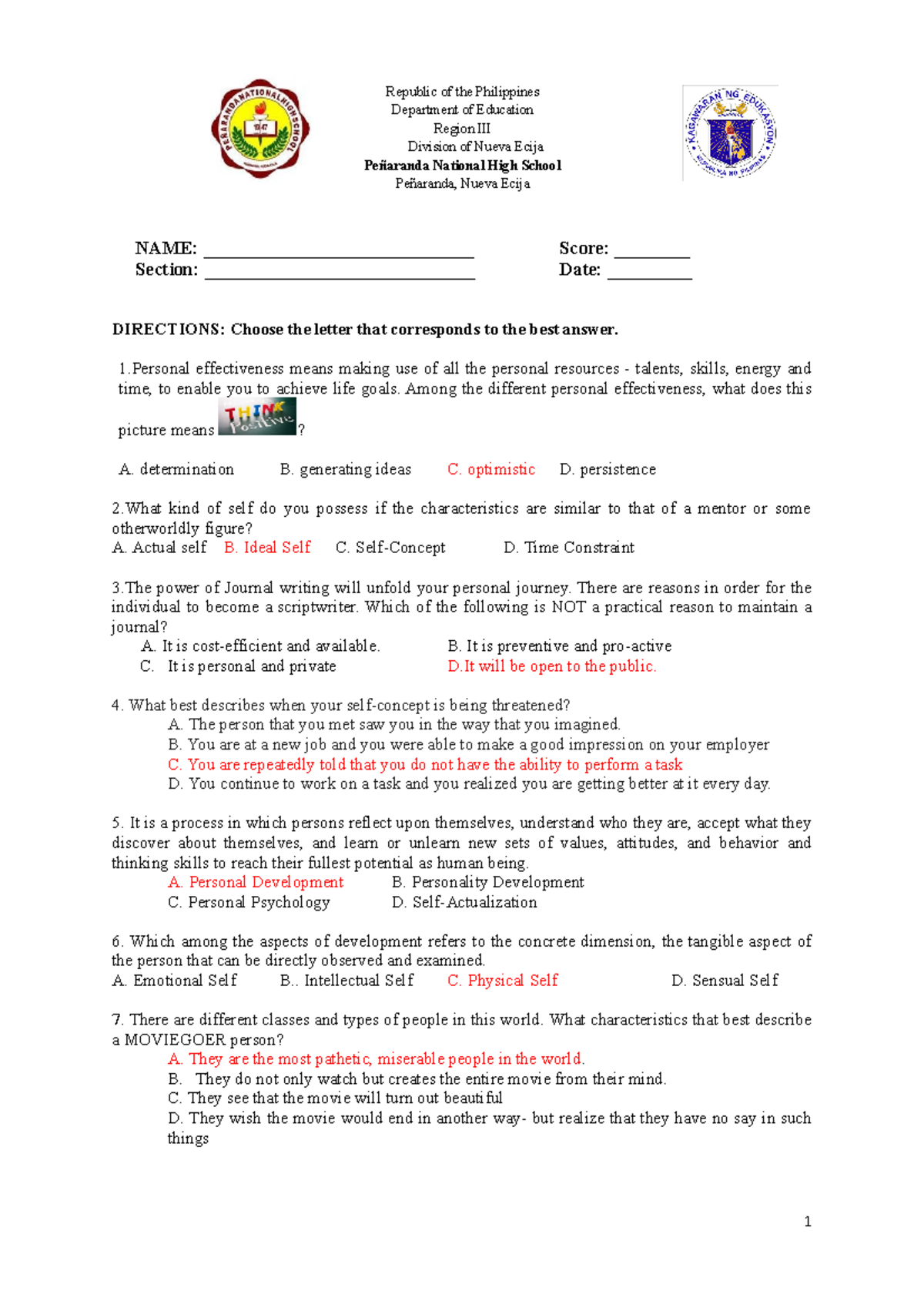 396832036 - Perdev - Personal Effectiveness Exam Study Guide - Studocu