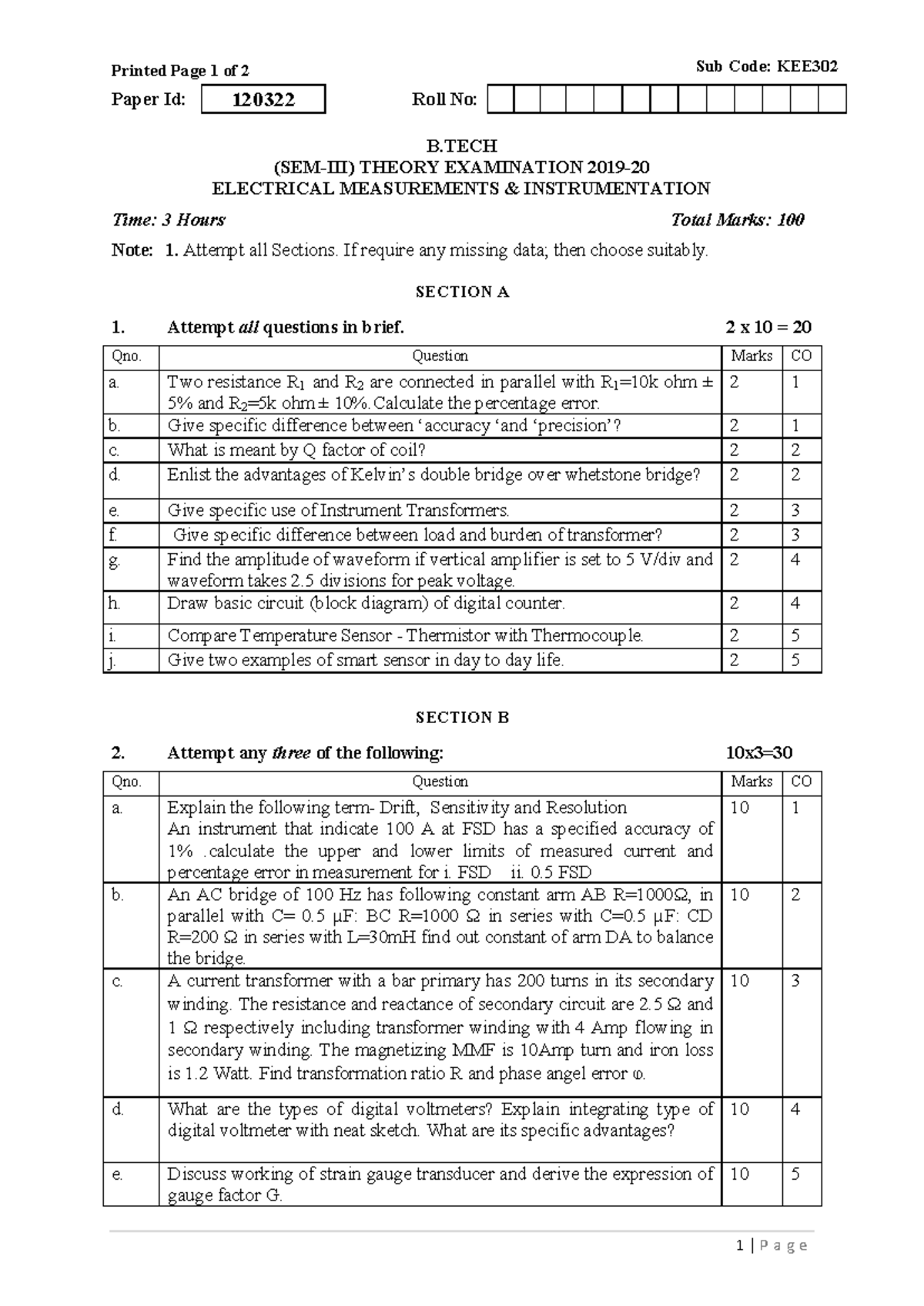 KEE302 Final Exam Notes: Electrical Measurements & Instrumentation ...