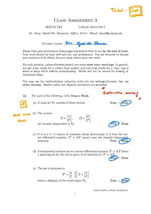 Take Home Assignment 3 Solutions - Linear Algebra Analysis - Take Home ...