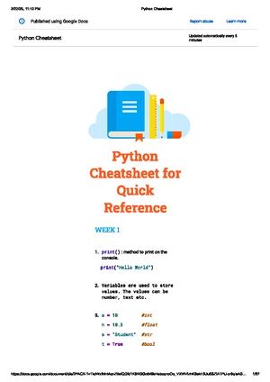 Python week1-4Python - Introduction to Python - Studocu