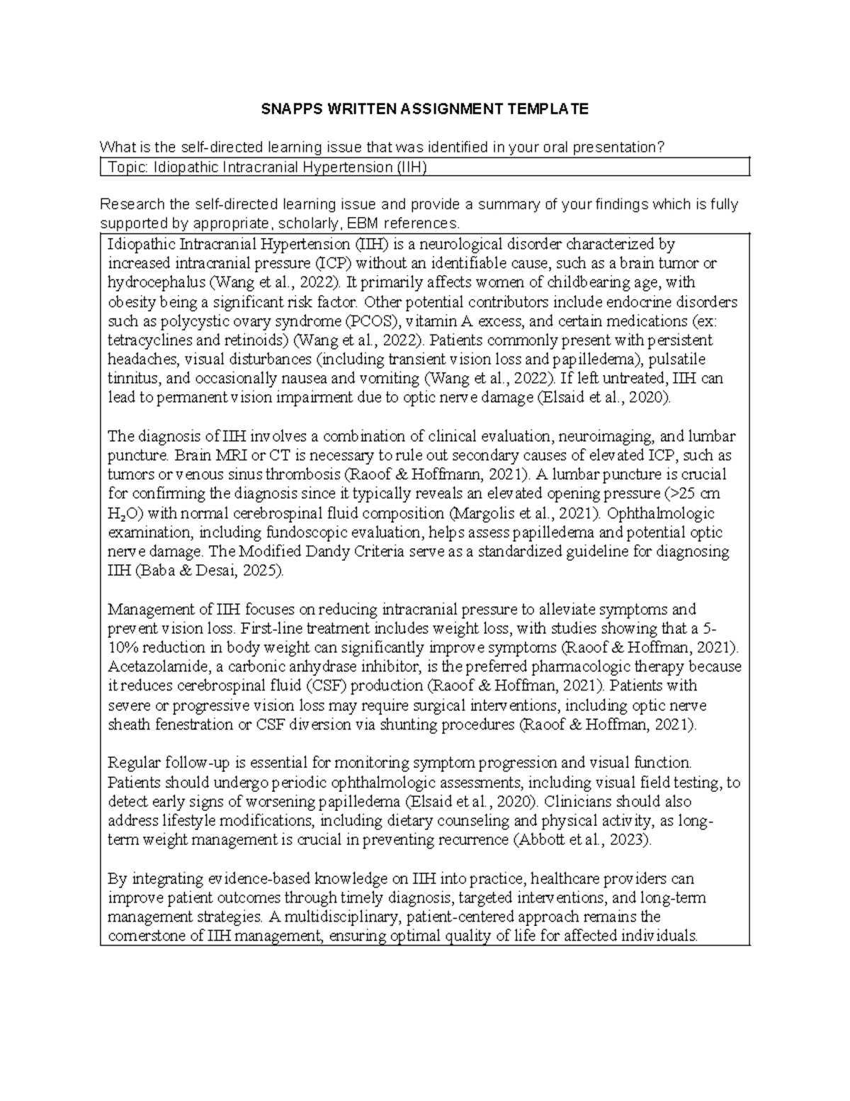 FNP NR511 Snapps Template for Written Assignment 09-2019 - SNAPPS ...