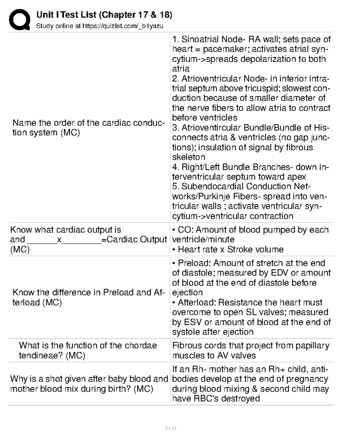 A&P 2 Exam 1 Study Guide: Cardiac Conduction & Blood Functions - Studocu