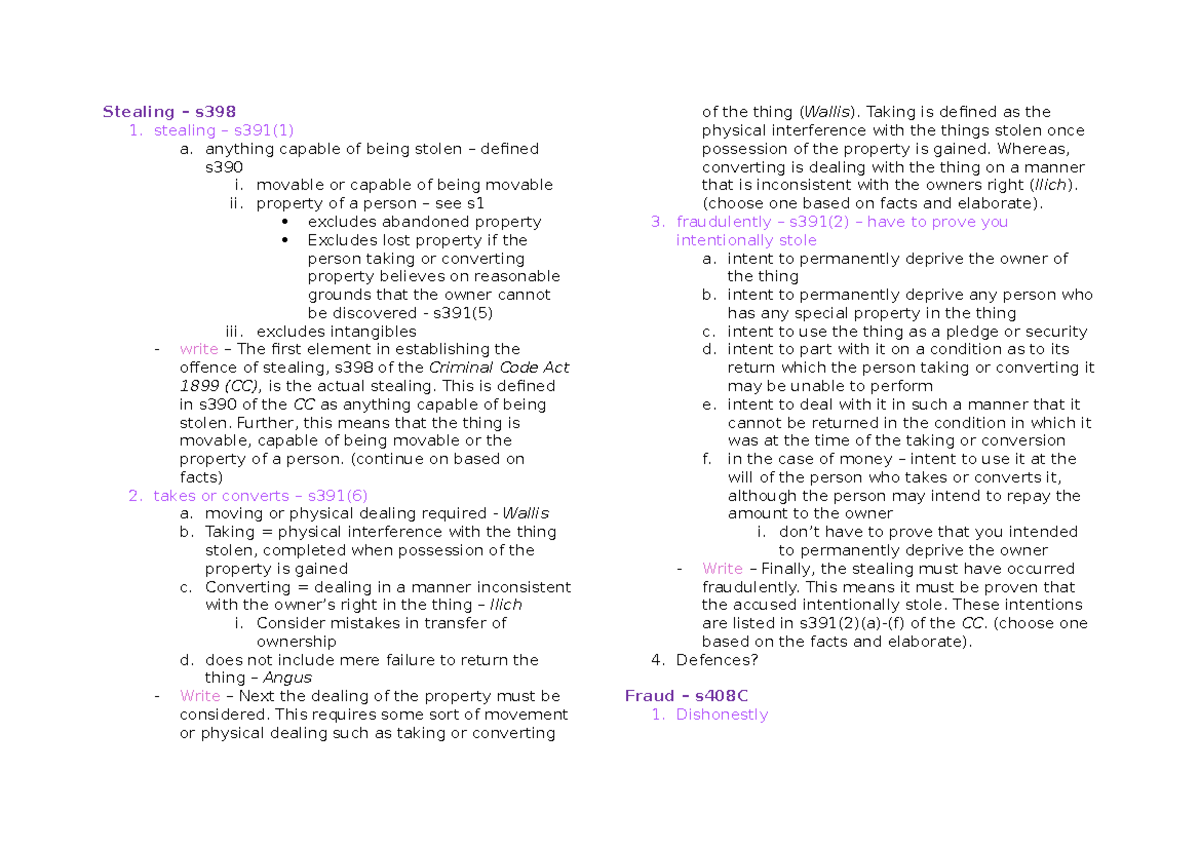 Property Offences Mind Map: Understanding Stealing, Fraud, and Robbery ...