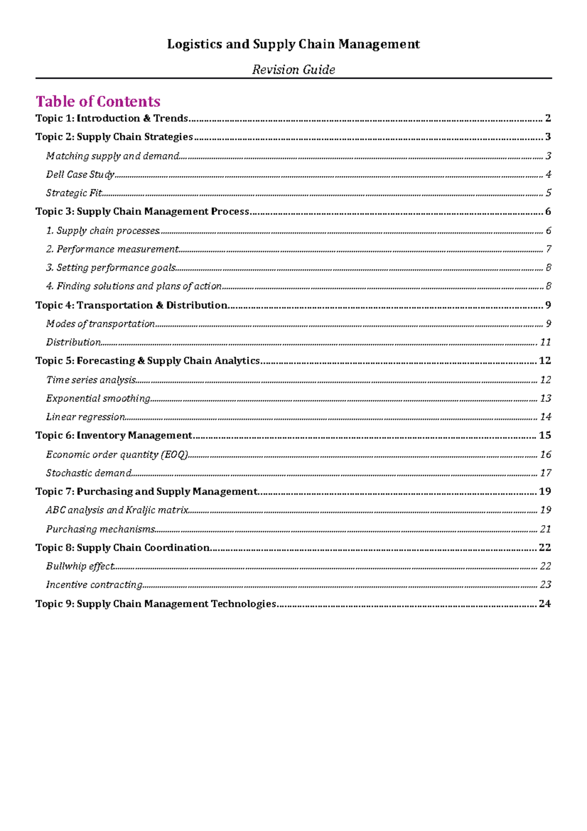 Logistics and supply chain management - Revision Guide - Logistics and ...