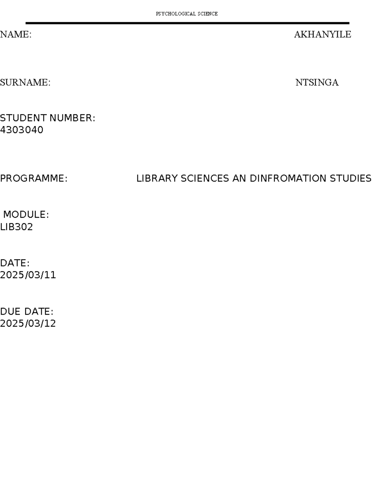 LIB302 - Psychological Science Indexing and Citation Notes - Studocu