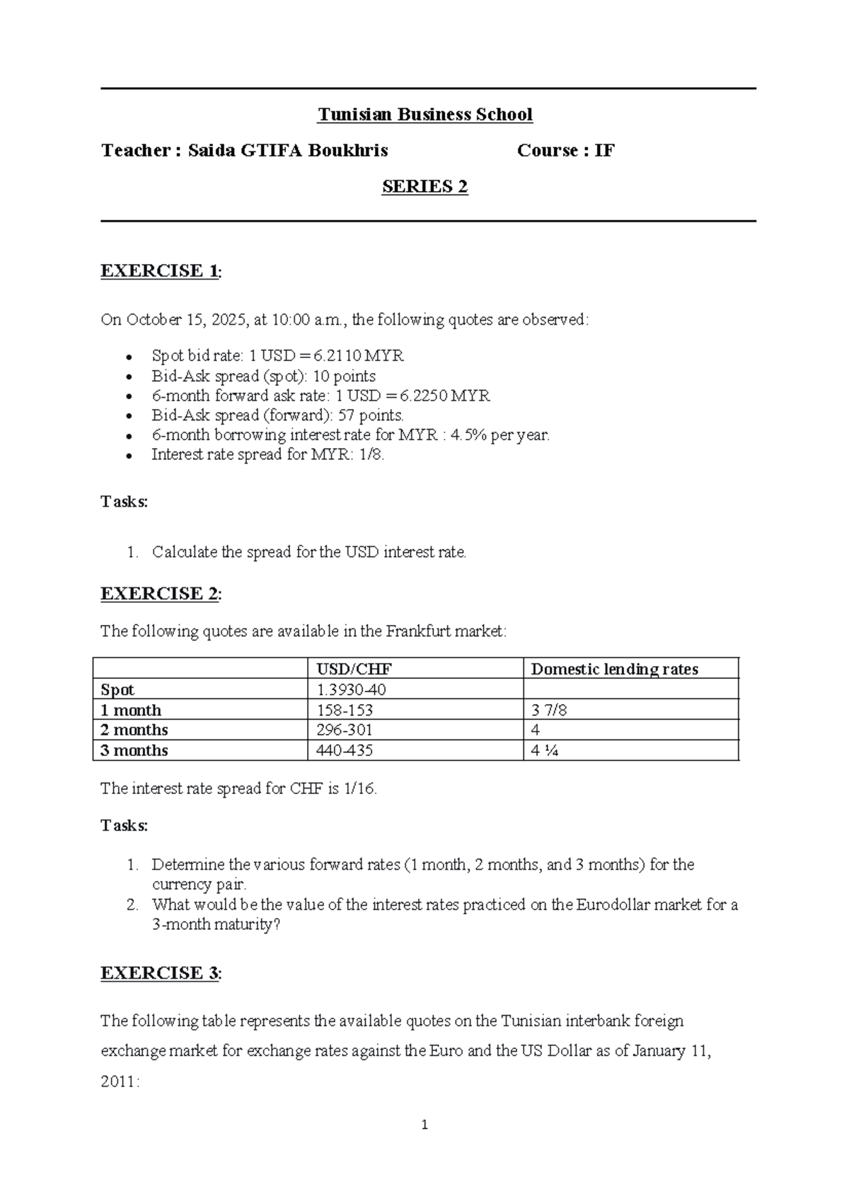 IF SERIES 2 - Tutorial on Currency Exchange Rates and Spreads - Studocu