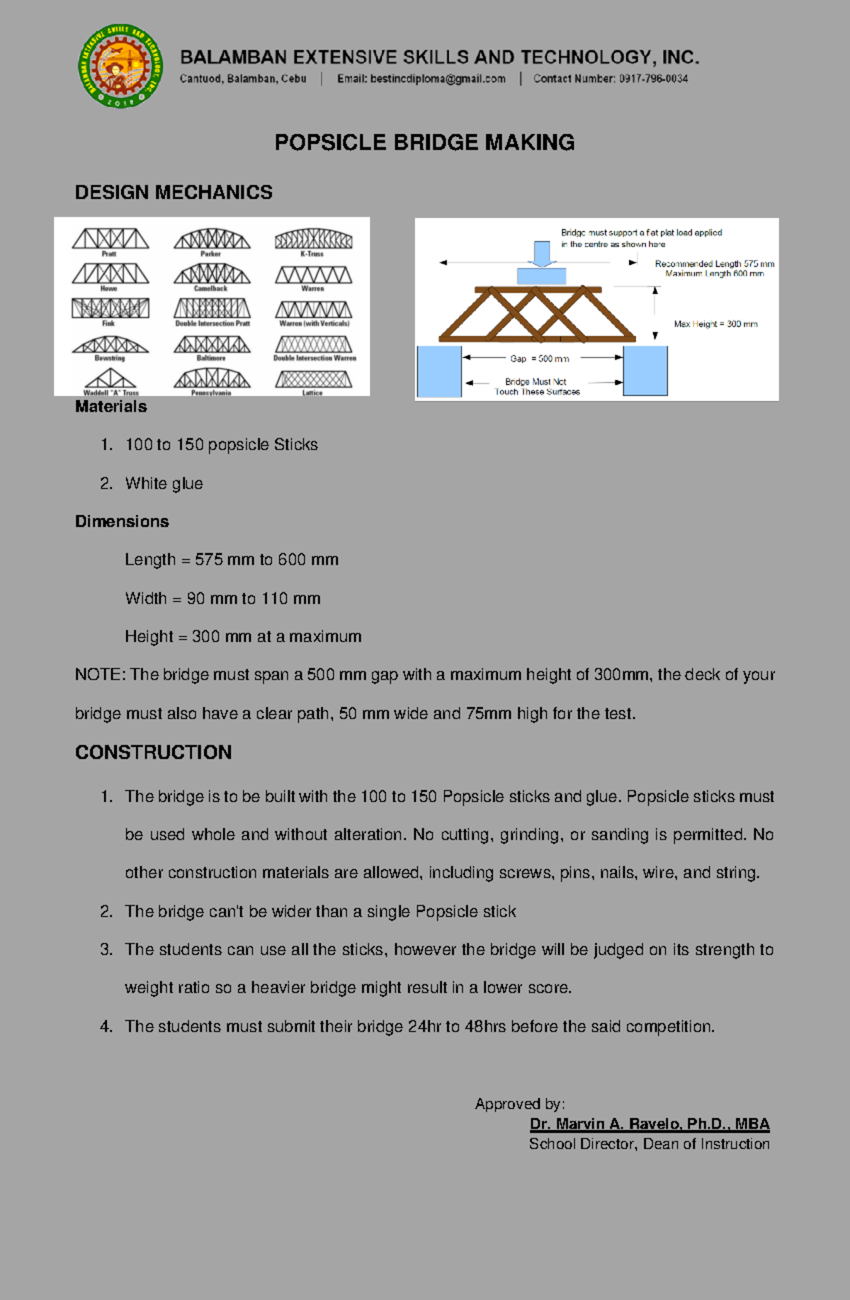 Bridge Mechanics Final Exam: Popsicle Bridge Design Guidelines - Studocu