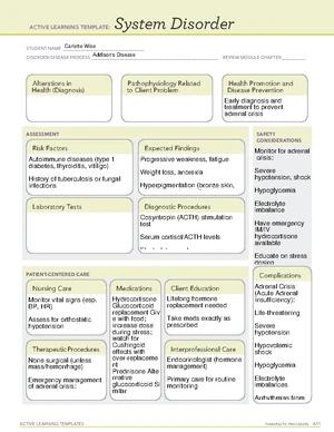 Hypothyroidism Active Learning Template: System Disorder Overview - Studocu