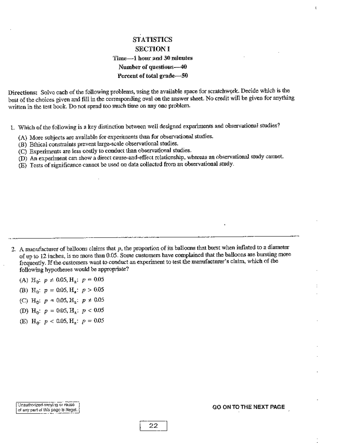 2002 Statistics MC Exam - Practice Questions and Solutions - Studocu