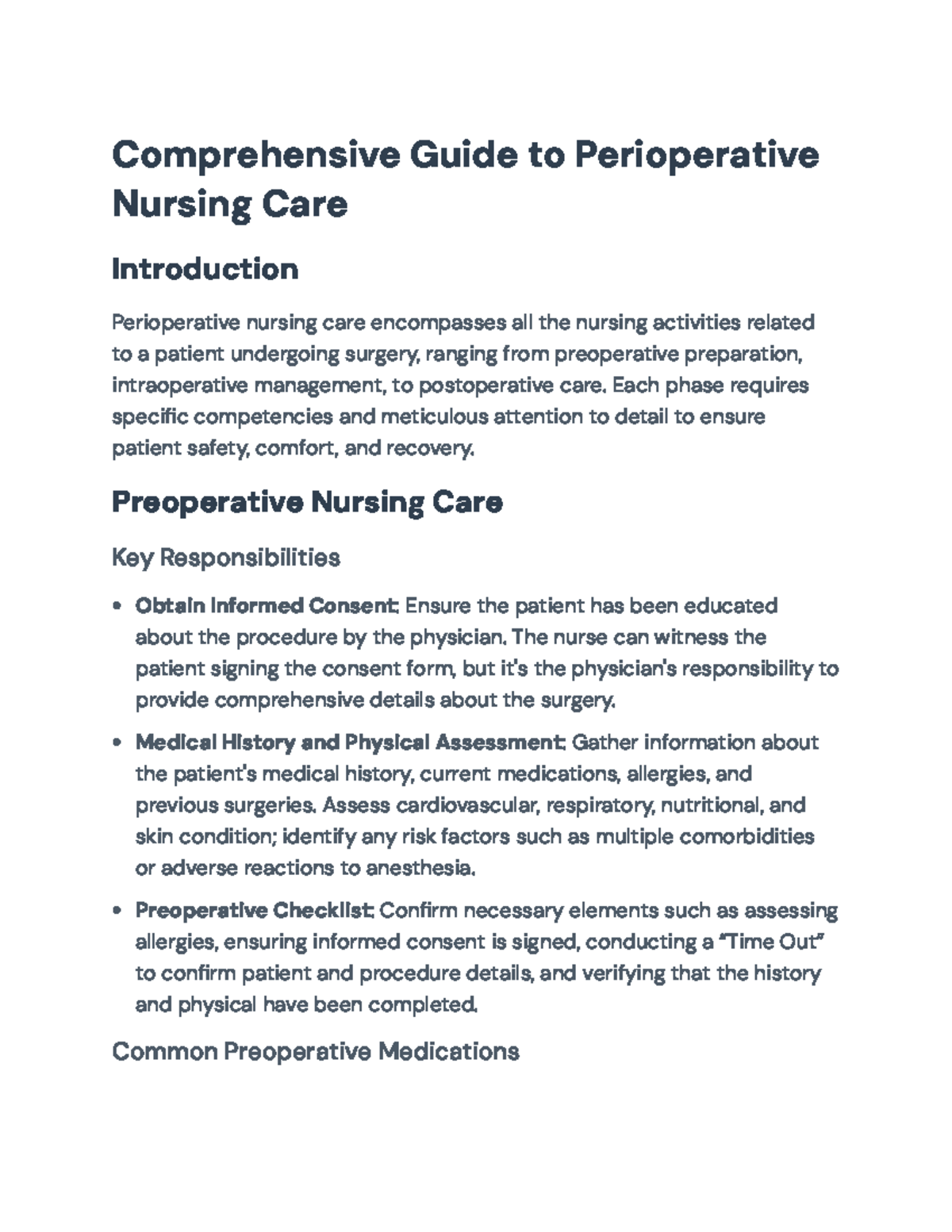 Comprehensive Guide to Perioperative Nursing Care (NURS 305 ...