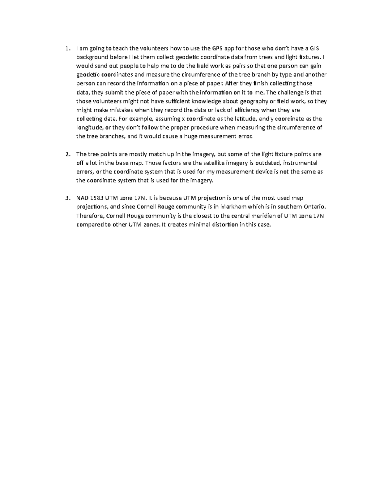 GPS - GEOG 281 Assignment: Surveying Cornell Rouge Community - Studocu