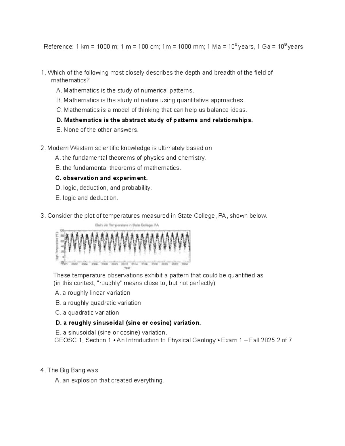 Geosc 001 Exam 1 Fall 2025 Study Guide - Studocu