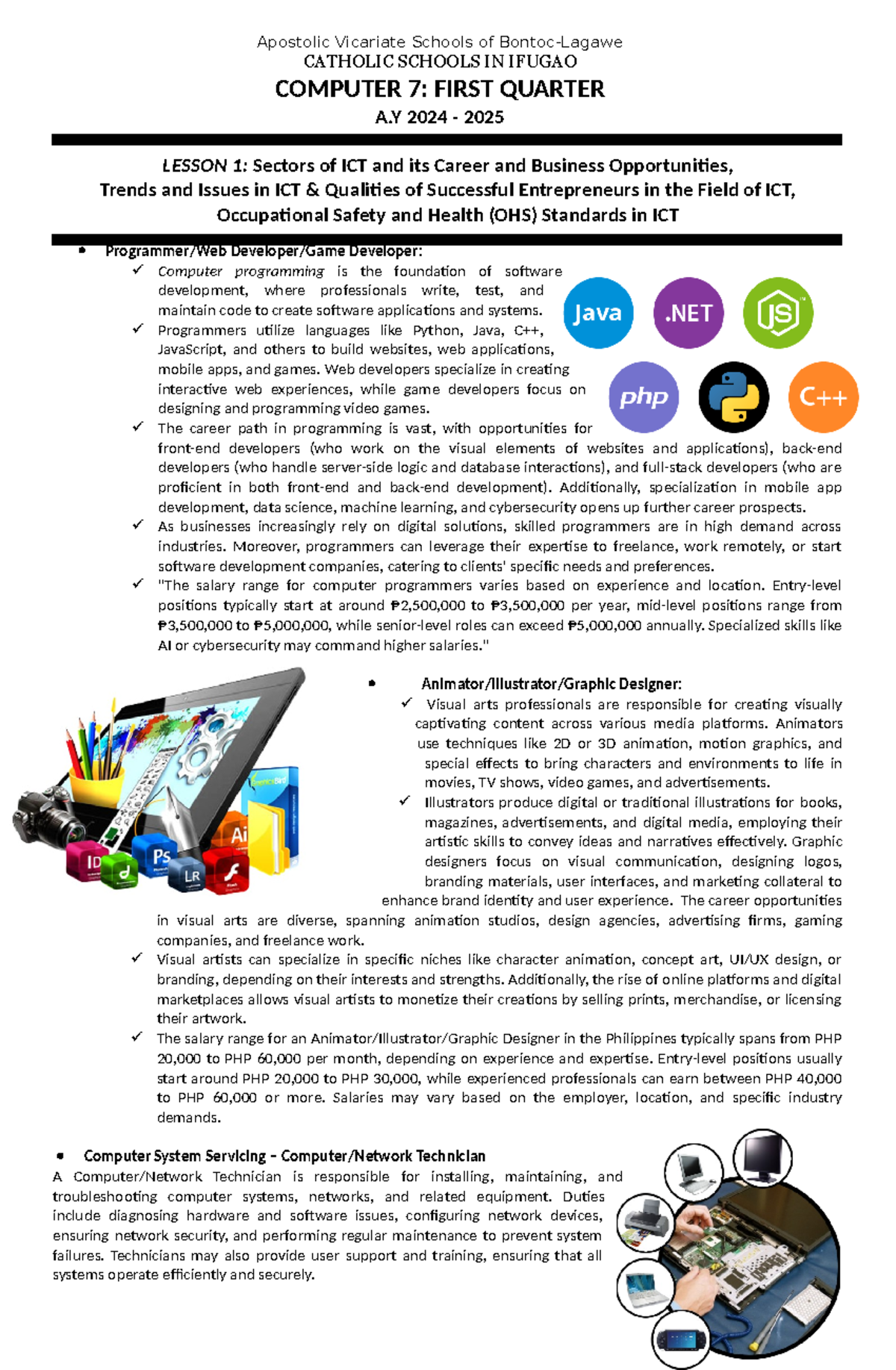 COMPUTER 7: 1Q Learning Module on ICT Careers and Number Systems - Studocu