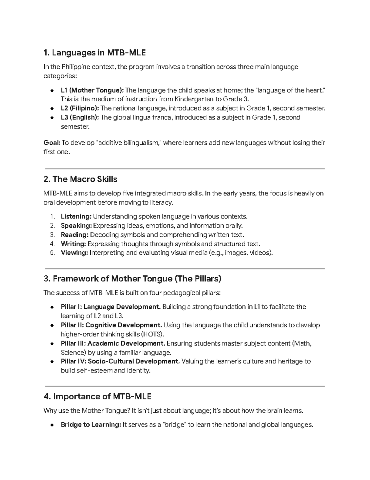 MTB-MLE Reviewer: Languages, Skills, and Framework Insights - Studocu