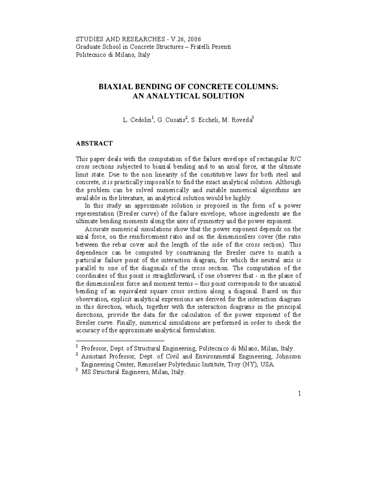 Analytical Solutions for Biaxial Bending in Concrete Columns (CIV 650 ...