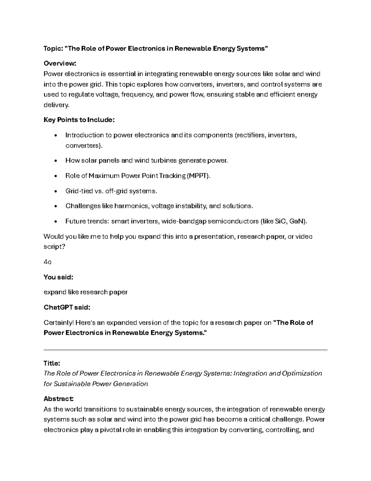 The Role of Power Electronics (EE 450) in Renewable Energy Systems ...