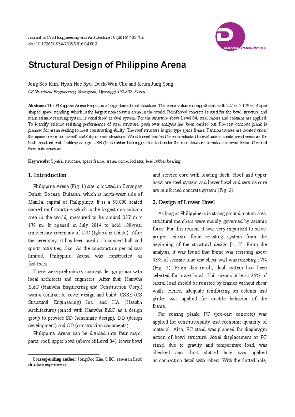 CS Structural Engineering: Structural Design of Philippine Arena - Studocu