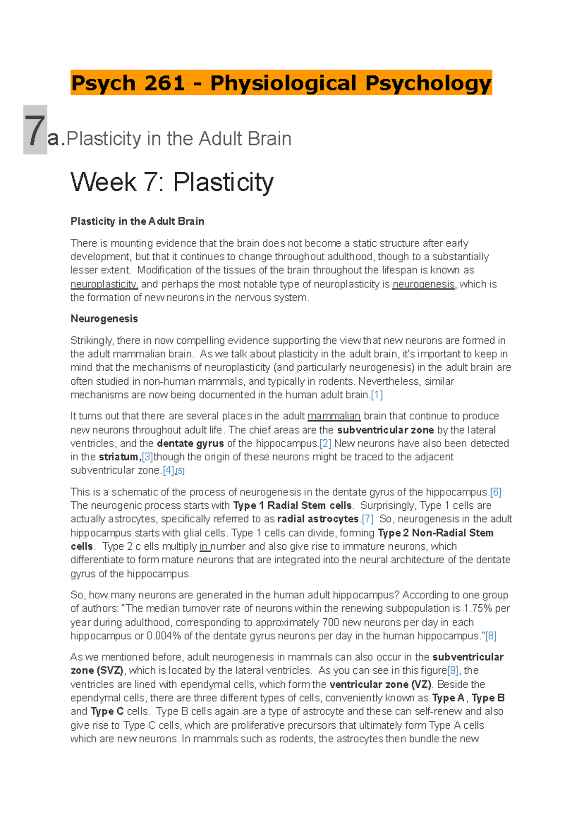 Psych 261 - Final Exam Notes: Brain Plasticity & Injury Insights - Studocu