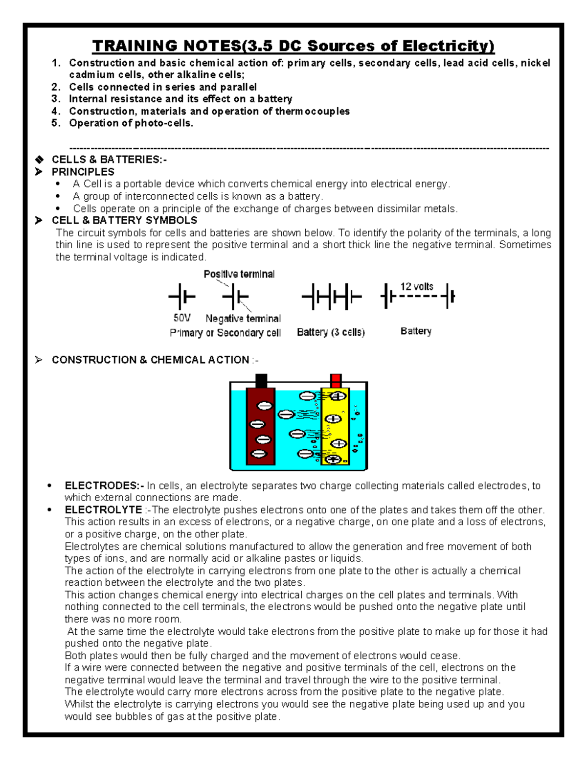 3.5 DC Sources of Electricity - Training Notes on Cells and Batteries ...