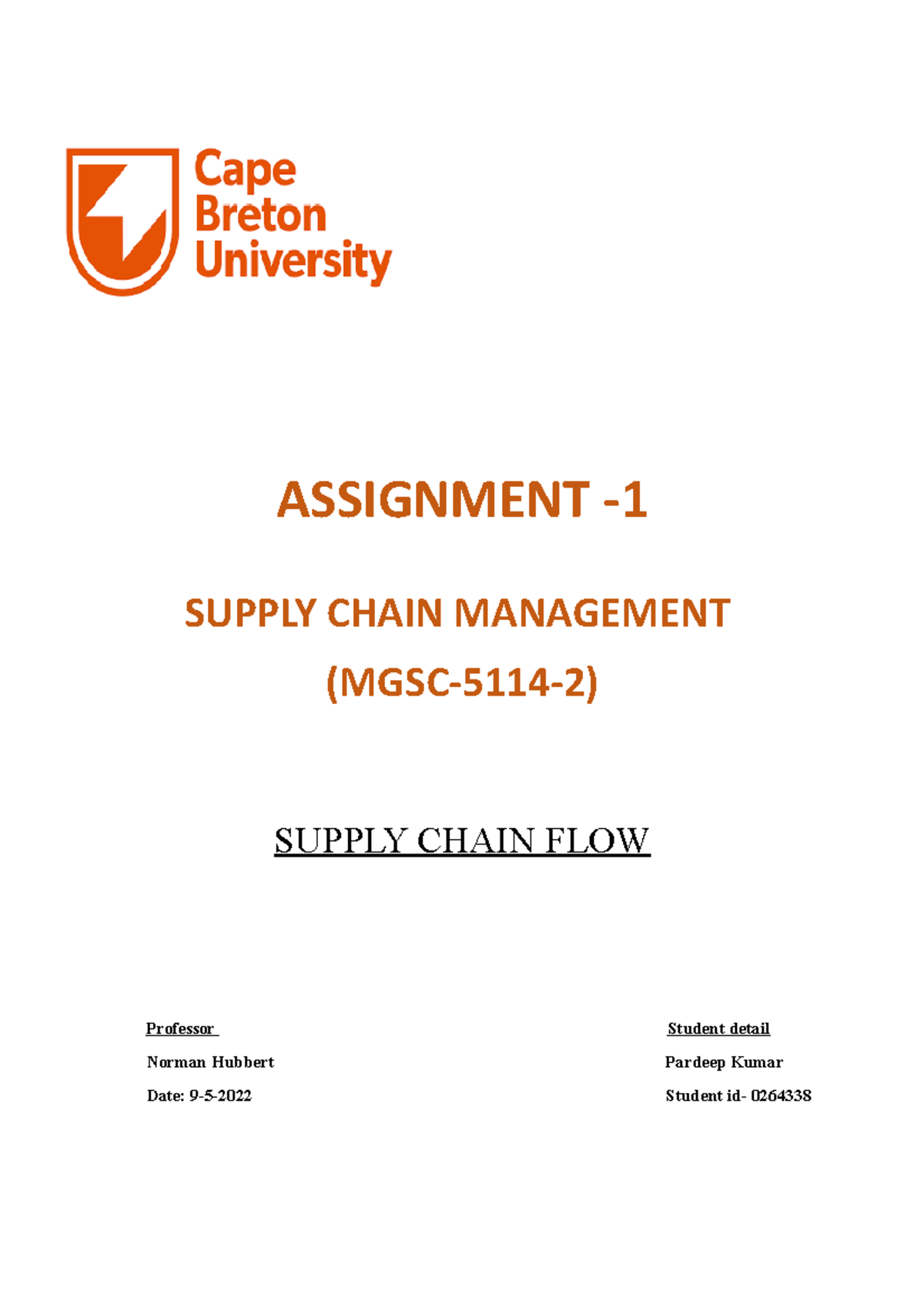 MGSC-5114-2 Supply Chain Management Assignment: Flow Explained - Studocu