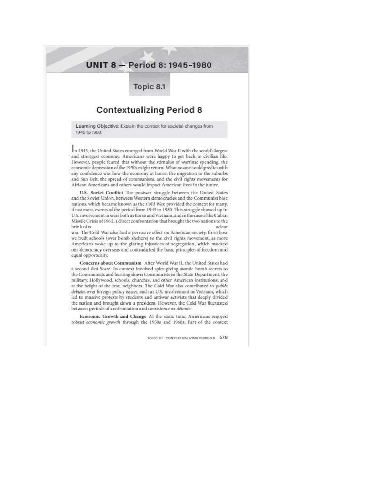 AP US History: Unit 8 - Contextualizing Societal Changes (1945-1980 ...