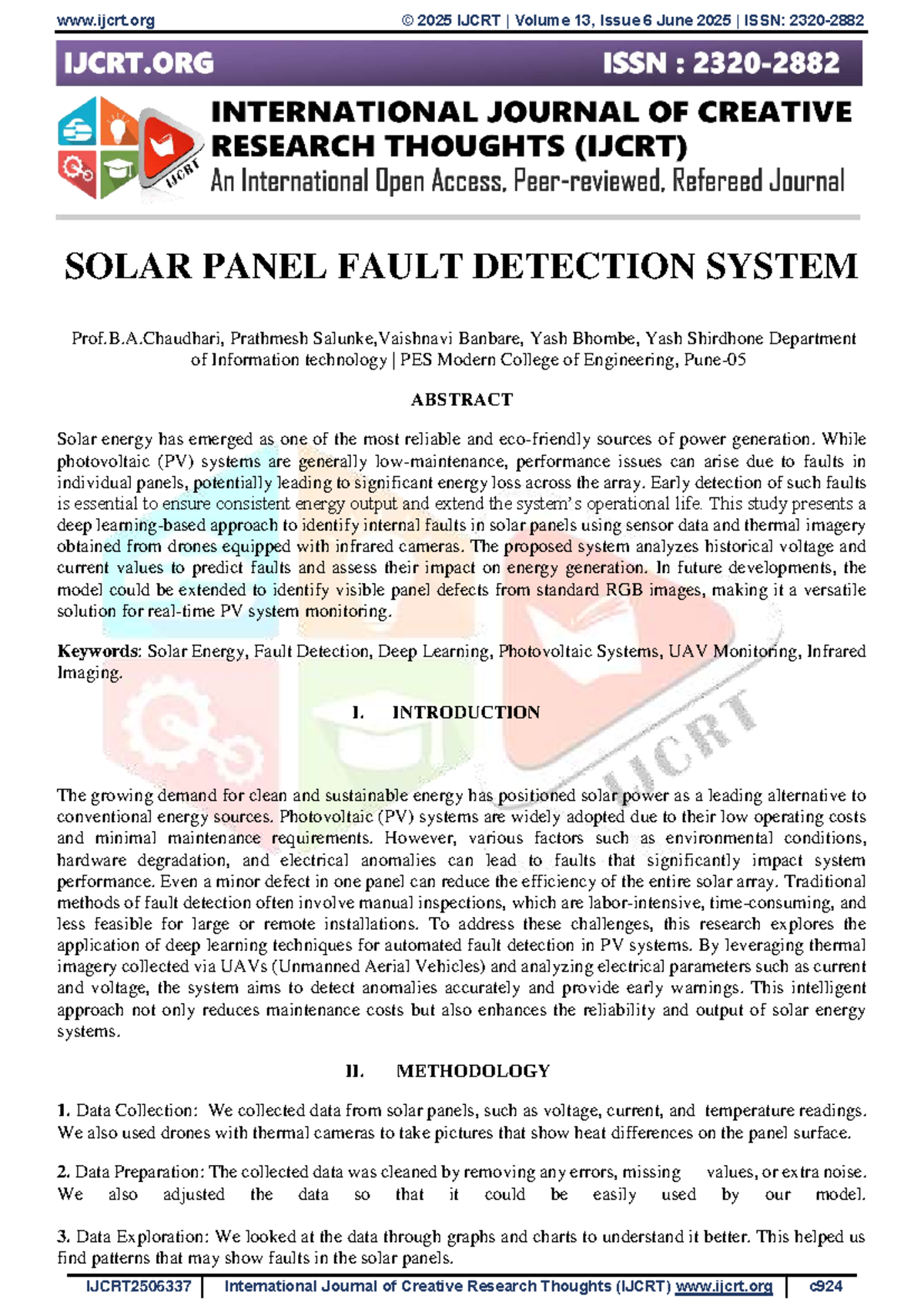 Deep Learning for Solar Panel Fault Detection: IJCRT 2506337 - Studocu
