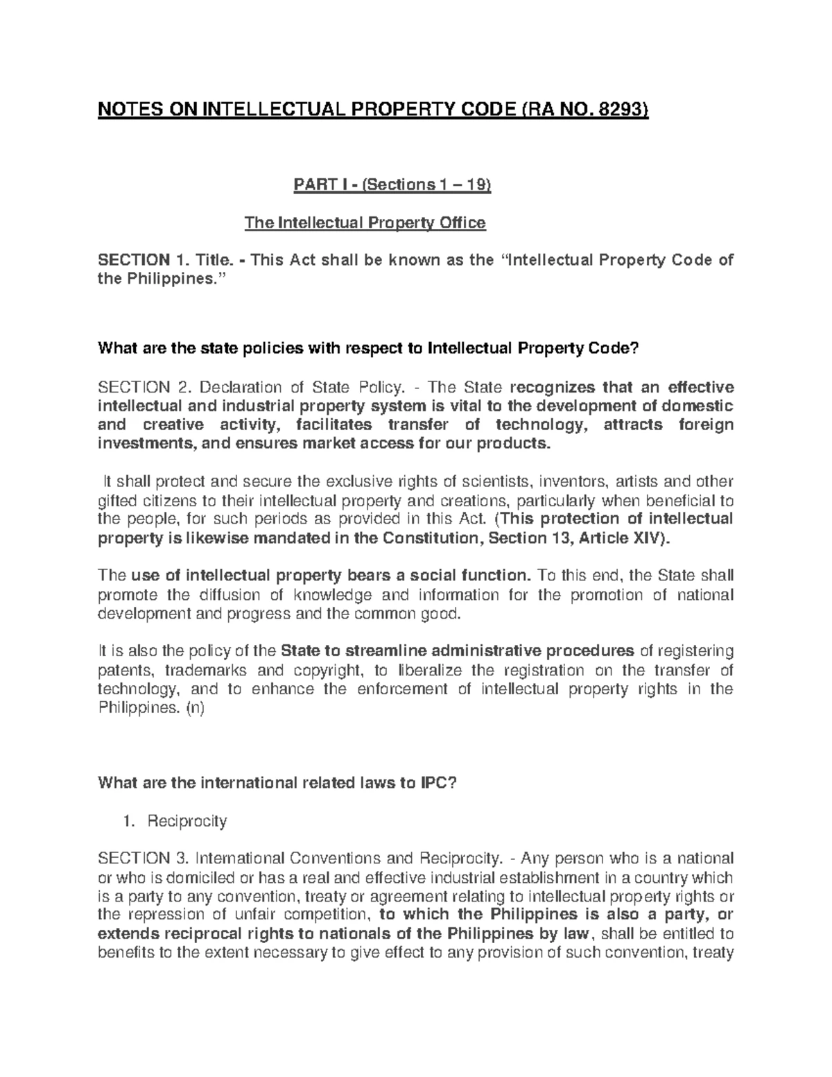 IPC RA 8293: Comprehensive Notes on Trademark Law and Registration ...