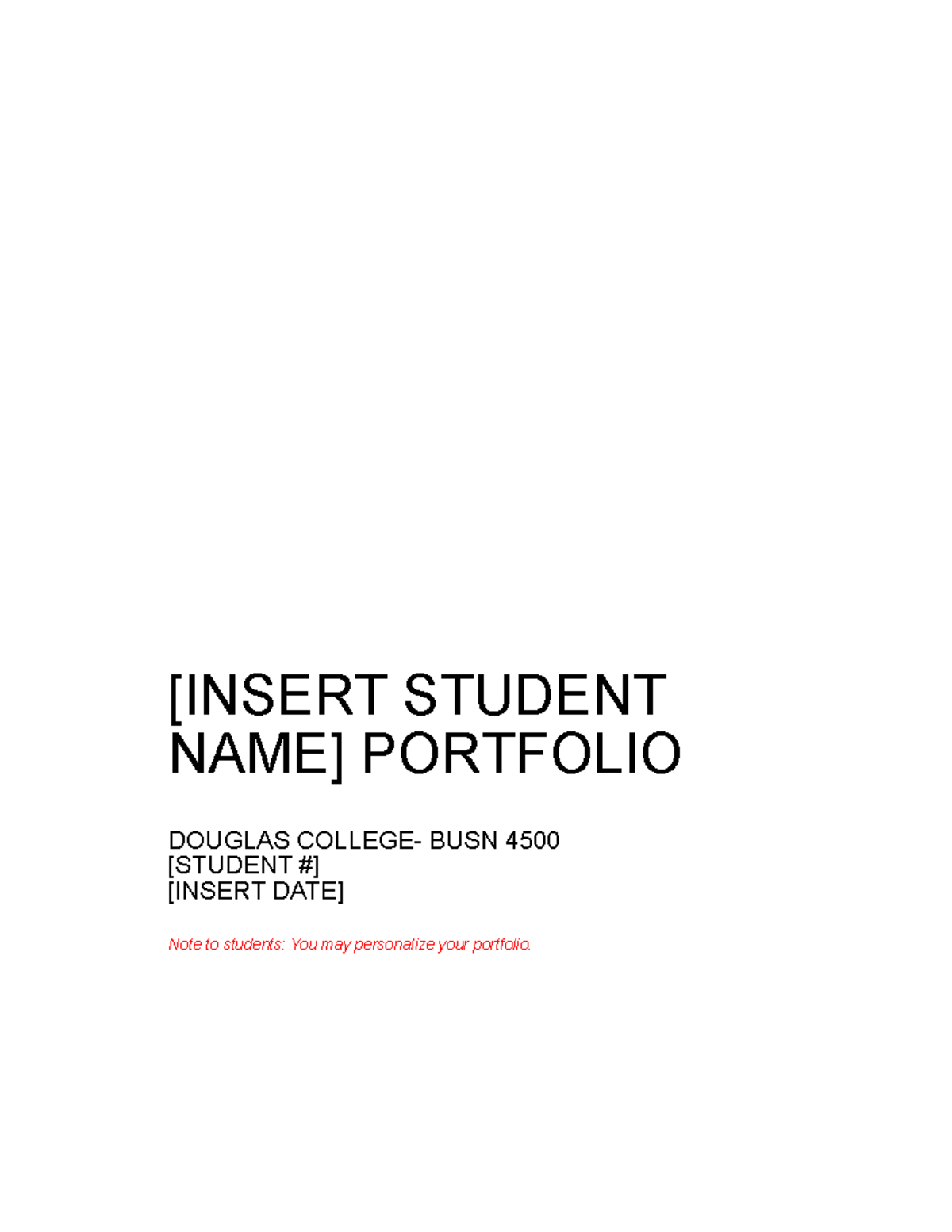BUSN 4500 Template Portfolio Guidelines and Personalization ...