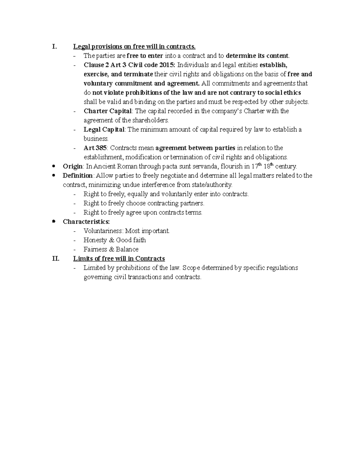Principle of Free Will in Contracts: Legal Provisions & Limits - Studocu